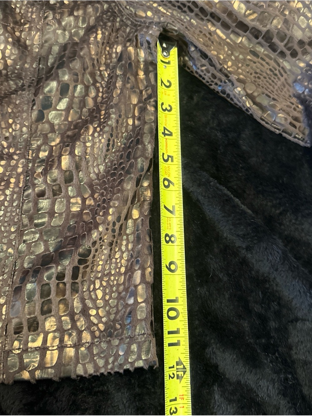 Ruby Rd. Croc-Embossed Metallic Brown Leather Jacket - Picture 9 of 13